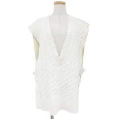 GALLARDAGALANTE ガリャルダガランテ ベスト ニット ホワイト 白 FREE ケーブル編み コットン きれいめ オフィスカジュアル チュニック シンプル レイヤード 重ね着
