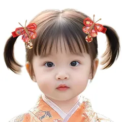 【新品】 [OTAKUMARKET] 髪飾り 七五三 三歳 七歳 蝶々 髪飾り 袴 ヘア髪飾り 和風 着物 和装 卒業式 つまみ細工 浴衣 花 成人式 振袖 キッズ 子供 こども 女の子 和装小物 結婚式 子供用髪飾り 和風アクセサリー (赤)