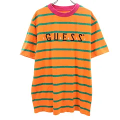 GUESS x J.BALVIN ゲス×J.バルヴィン ボーダー柄 半袖 Vibras Tour Stripe Tシャツ XS オレンジ メンズ 古着