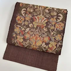 名古屋帯 真綿紬 可愛い花模様 八寸 正絹 着物 RO-4721 真綿紬 名古屋帯 正絹 花の織柄 藍染め 八寸 T-6397 名古屋帯