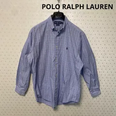 ♻️ラルフローレン♻️メンズ♻️長袖ボタンダウンシャツ♻️水色チェック♻️L相当