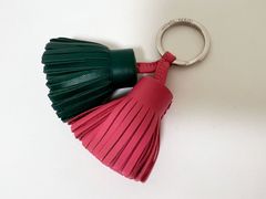 HERMES エルメス カルメン ウノ ドス キーホルダー バッグチャーム ラムスキン ローズアザレ ピンク マラカイト グリーン 超美品