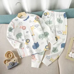 ☆ アニマル ☆ 150cm ☆ キッズ パジャマ ルームウェア 長袖 コットン キッズ パジャマ ルームウェア 長袖 コットン 部屋着 寝巻き 寝巻 ナイトウェア キッズパジャマ 長袖Tシャツ 長ズボン ロングパンツ クルーネック セットアップ 丸首 上下