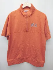 ◇ ⊂ FILA フィラ ハーフジップ ロゴ 半袖 プルオーバー サイズF オレンジ レディース P  【1409250001574】