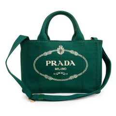 プラダ カナパ 2Way 斜め掛け ショルダー ハンドバッグ キャンバス オレアンブロ グリーン 緑 ゴールド金具 1BG439 PRADA（未使用　展示品）
