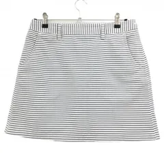 【美品】アディダス スカート 白×グレー ボーダー ベルト部ストライプ  レディース OT/XG ゴルフウェア adidas