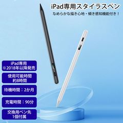 スマートペンシル スタイラスペン iPad専用 タッチペン ハイハイ iPad 筆圧感知 ペンシル イラスト 残量表示 磁石 極細 電池不要 替え芯付き