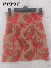 ◇ Lily Brown リリー ブラウン 花柄 膝丈 タイト スカート サイズ0 ブラウン系 レッド レディース 【中古】 【1002801067625】