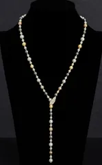 特売セール　エレガントで上品な多用途なロングネックレス ヴィンテージスタイルのマルチパールYチェーン ロングネックレス