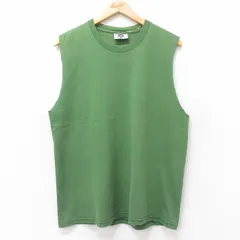L/古着 リー Lee ノースリーブ ビンテージ Tシャツ メンズ 90s 無地 コットン クルーネック 緑 グリーン 25jul24 中古