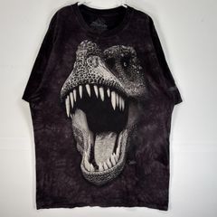 古着 ザ・マウンテン  半袖Tシャツ 恐竜 大判 プリント クルーネック L  ブラック タイダイ メンズ