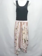 ◇ ⊂ BELINDA 花柄 ニット ノースリーブ 膝下丈 ワンピース サイズF ベージュ ピンク ブラック系 マルチ レディース E  【1506110012364】