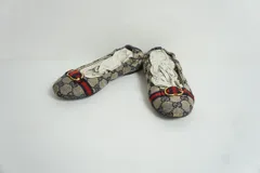 正規 美品 GUCCI グッチ 285330 GG キャンバス バレエ フラット シューズ グログラン GGロゴ シグネイチャー シマ モノグラム 327P★4