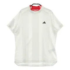 サイズ：XL ADIDAS GOLF アディダスゴルフ 2025年モデル JE8321 モックネック 半袖Tシャツ ストライプ柄 ホワイト系 [240101408597]# ゴルフウェア レディース ストスト