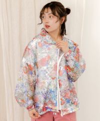 ScoLar（スカラー）花・アニマルスカラー 2柄展開メッシュパーカー　オフホワイト、ブラック　151658