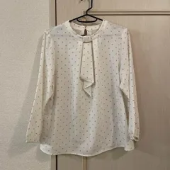 @ エニィシス any sis 花柄 総柄 ボウタイ ブラウス シャツ 白 Lサイズ 40 11号　長袖