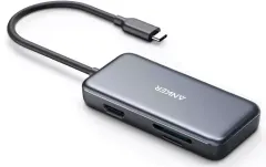【中古】PCハード Anker 5-in-1 プレミアム USB-C ハブ(グレー) [A83340A1]