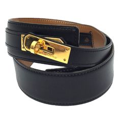 HERMES エルメス ケリー ベルト 70サイズ ボックスカーフ ブラック 黒 ゴールド金具 ヴィンテージ aq11654