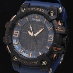 美品/新品】SMAEL デジタル アナログ 腕時計 ミリタリー ゴールド 黒 