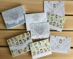 【お試し】【新品・未使用】Carol Wilson キャロルウィルソン メッセージカード3枚セット【C】【子猫とブルーハートフラワー】