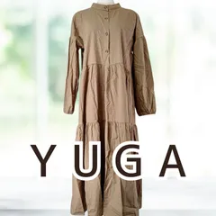 【未着用】 YUGA ティアードワンピース ブラウン フリーサイズ 長袖 レディース ユーガのサムネイル