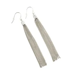 【C：シルバー×ピアス】[Cream dot. クリームドット公式] ピアス レディース 金属アレルギー ニッケルフリー ロング フリンジ チェーン タッセル 揺れる スウィング フック 上品 結婚式 お呼ばれ 