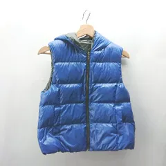 ◇ ⊇ COMME CA ISM コムサイズム キッズ ダウン フェザー ダウンベスト サイズ140A ブルー ブラック 男の子 E  【1503050022729】