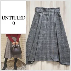 A0291【美品♪】UNTITLED◆チェック柄タックフレアスカート\20900 XS(SS) ひざ丈スカート　フレアスカート B131
