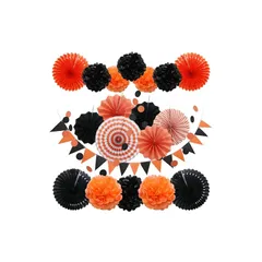 ZOYUBS ハロウィン ペーパーファン ハロウィン 飾り ガーランド 飾り付け ハロウィン ペーパーファン　飾り付けセット Halloween ペーパーファン 吊り下げ ハロウィン グッズ　ハロウィン ハニカムボール ハロウィン 装飾 ガーランド ハロウィン
