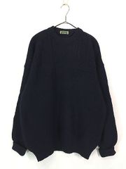 古着 80s 英国製 LL Bean 変則編み ローゲージ ヘビー ウール ニット セーター XL位 