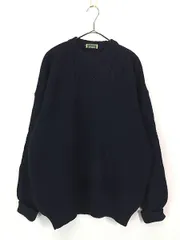 古着 80s 英国製 LL Bean 変則編み ローゲージ ヘビー ウール ニット セーター XL位 