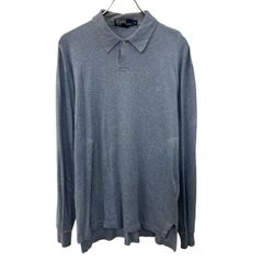POLO RALPH LAUREN 長袖 ポロシャツ M ブルー系 ポロラルフローレン ハーフボタン ポニー刺繍 カジュアル 古着卸 アメリカ仕入 a708-5038