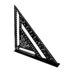 新品 Mikankawa 三角定規 木工用 30ｘ30cm アルミ合金 丸鋸定規 両面目盛り ケガキ工具 アルミニウム合金 分度器 製図 角度0~90度測定 (ブラック 12インチ)