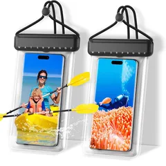 スマホ 防水ケース 【新登場 & 2枚セット】 IPX8完全防水 指紋認証/Face ID認証対応 高透過率 水中撮影 防水 ケース お風呂 山登り 海水浴 釣り 水泳など適用 タッチ快適 iPhone/Android 7.2インチ以下全機種対応 (ブラッ