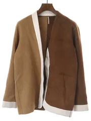 m's braque エムズブラック SOFT SEAM Asymmetry No-Collar Jacket ウールカシミヤノーカラージャケット ブラウンのサムネイル