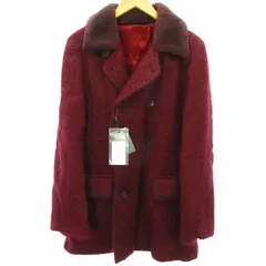 アレキサンダーマックイーン ALEXANDER MCQUEEN タグ付き モヘヤ モヘア ダブルブレスト コート ジャケット ウール混 衿ボア 赤 レッド 46 約S-M ●ECO 1228のサムネイル