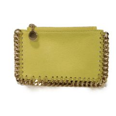 Stella McCartney ステラマッカートニー ファラベラ ジップ カードホルダー 現行 シャギー ファブリック イエロー カードケース パスケース 美品 メダリオンチャーム エコレザー カナリー コインケース 422364 W9355 7330