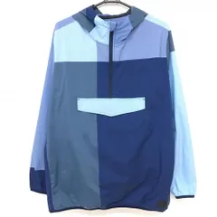 ★SALE価格★【美品】アディダス フード付ブルゾン ネイビー×ライトブルー 薄手 ハーフジップ メンズ XO ゴルフウェア adidas