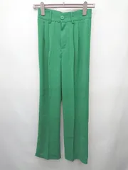 ◇ ◎　●未使用●　Θ　Φ me+em select ウエストタック　センタープレス スラックス サイズS グリーン レディース P  【1410230015788】