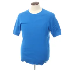 【中古】ルトロワ Letroyes ハイゲージコットン クルーネック 半袖ニット ブルー【サイズ5】【メンズ】のサムネイル