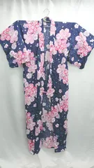 ◇ ⊂ ノーブランド 桜　あじさい 七分 総柄浴衣 サイズ表記なし ネイビー系 レディース E  【1506300026225】
