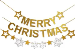 Lumierechat クリスマス ガーランド 飾り付け 装飾 ゴールド スター Merry Christmas 2本 セット a-b2376(クリスマスモーニング,  ソロ)