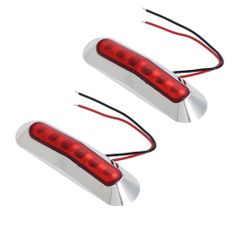 【新着商品】マーカーランプ 赤色 LED 12V-24V トラック サイド ライト 路肩灯 6連 発光 メッキカバー付き 小型 中型 サイズ カラーレンズ 2本 セット (レッド)