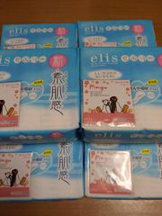 エリス　生理用ナプキン　elis　新素肌感　ふつう〜多い日用　21cm　羽なし　32枚入　✕6個セット　ピングーあぶらとり紙付