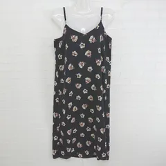 ◇ N. Natural Beauty Basic 花柄 膝下丈 キャミソールワンピース サイズM ブラック ホワイト系 マルチ レディース P  【1305040009372】