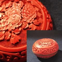 ♢中国 古玩 堆朱彫漆 琺瑯釉楼閣山水図紋様 盆 コレクション骨董品