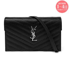 新品 Saint Laurent サンローラン 742920 BOW02 1000 カサンドラ エンベロープ チェーンウォレット