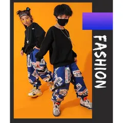 キッズダンス衣装 ヒップホップ セットアップ HIPHOP 長袖 シャン 花柄 パンツ ズボン 男の子 女の子 子供服 ジャズダンス ステージ衣装 練習着 体操服 huayue07huayue07