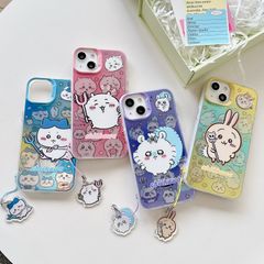 ちいかわ chiikawa スマホケース iPhone16Plusケース ストラップ付き iphone15ケース 可愛い ストラップ付き iphone14ケース ハチワレ iphone13proケース うさぎ iphone12ケース モモンガ  多機種対応