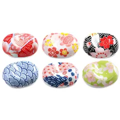 Chicer 箸置き おしゃれ セット かわいい 陶器 カトラリーレスト 和食器 箸枕 箸休め 箸台 和風 花柄 母の日 ギフト (6個セット) [6個セット]